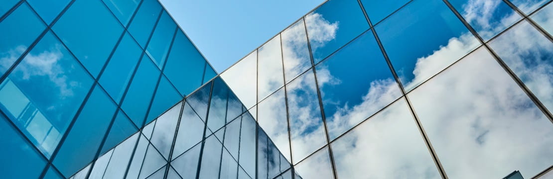 Abstract view of glass building.